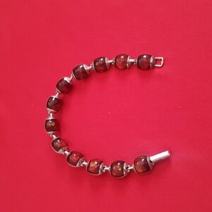 Vintage Baltic Amber 925 Sterling Silver Bracelet 7"